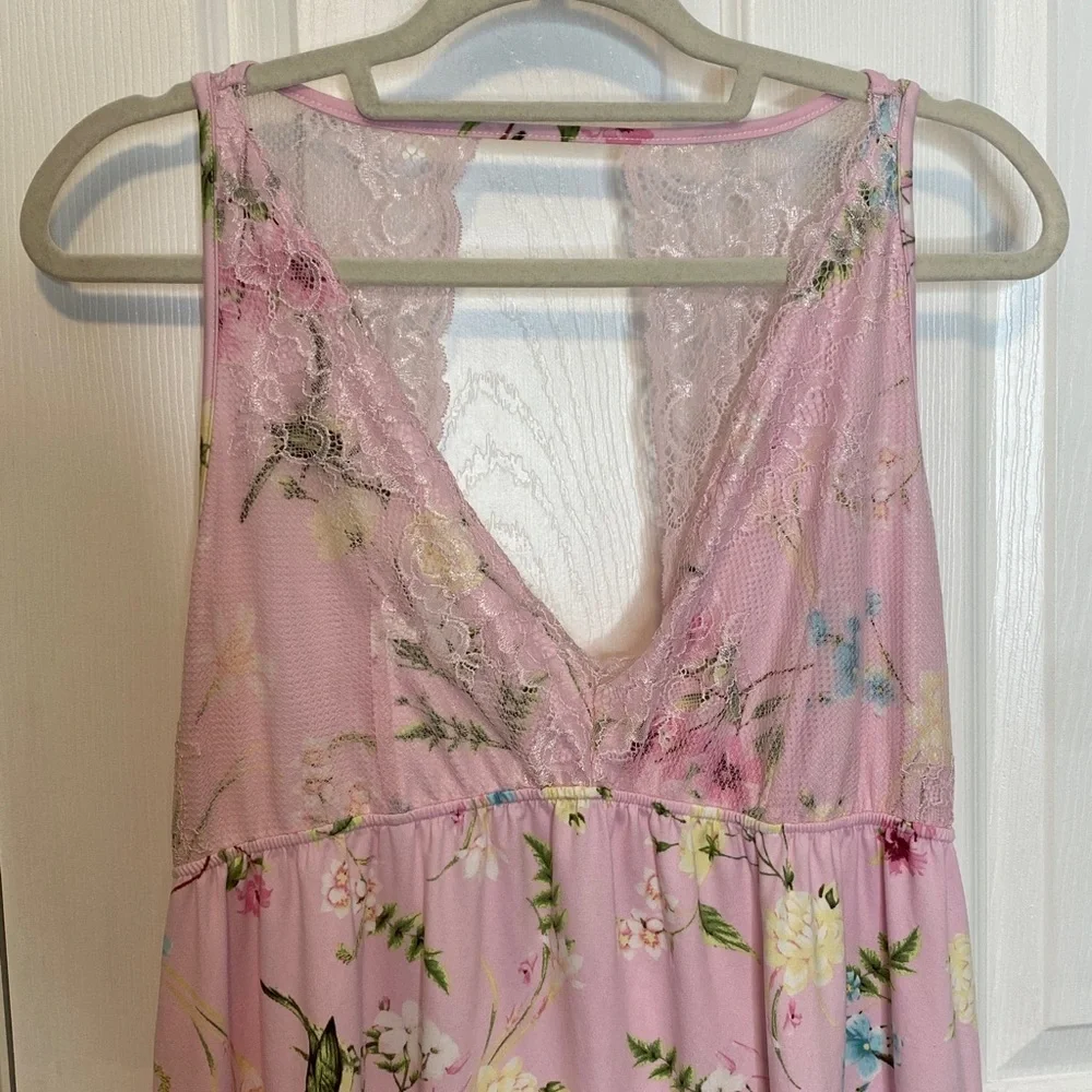 La Vie en Rose Pink Floral Lace Babydoll Chemise Sleep Dress XL - Picture 9 of 15